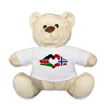 Kenya Norway Hands Heart Shape - Teddy Bear - white - Front