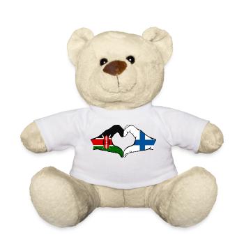 Kenya Finland Hands Heart Shape - Teddy Bear - white - Front