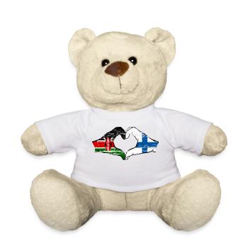 Kenya Finland Hands Heart Shape Used - Teddy Bear - white - Front