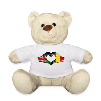 Kenya Belgium Hands Heart Shape Used - Teddy Bear - white - Front