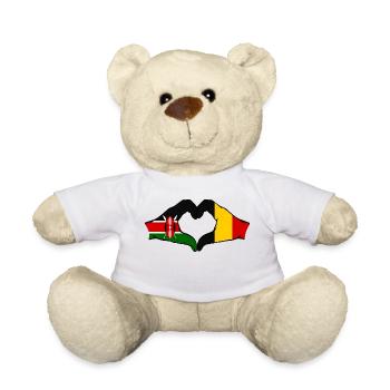Kenya Belgium Hands Heart Shape - Teddy Bear - white - Front