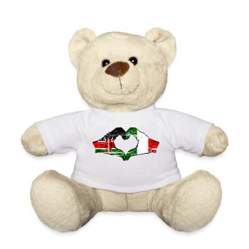 Kenya Italy hands heart shape used - Teddy Bear - white - Front