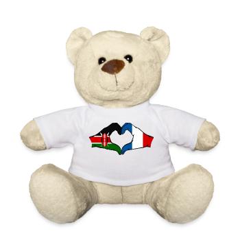 Kenya France Hands Heart Shape - Teddy Bear - white - Front