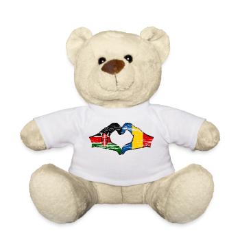 Kenya Romania hands heart shape used - Teddy Bear - white - Front