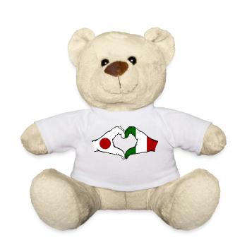 Japon Italie mains en forme de coeur - Nounours - blanc - Devant