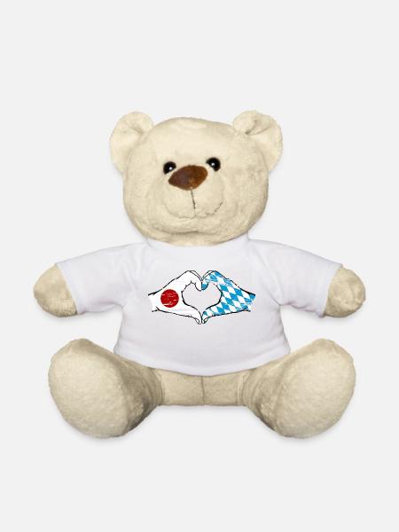 Japan Bavaria hands heart shape used - Teddy Bear - white