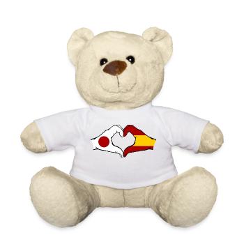 Japon Espagne mains en forme de coeur - Nounours - blanc - Devant