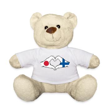 Japon Finlande mains en forme de coeur - Nounours - blanc - Devant