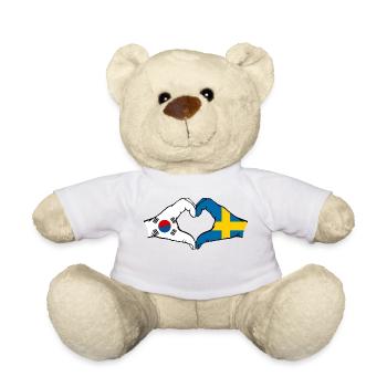 South Korea Sweden Hands Heart Shape - Teddy Bear - white - Front