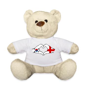 South Korea England Hands Heart Shape - Teddy Bear - white - Front