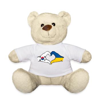 South Korea Ukraine Hands Heart Shape - Teddy Bear - white - Front