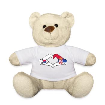 Südkorea Serbien Hände Herzform - Teddy - Weiß - Vorne
