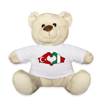 Turkey Italy Hands Heart Shape - Teddy Bear - white - Front