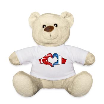 Turkey France Hands Heart Shape Used - Teddy Bear - white - Front