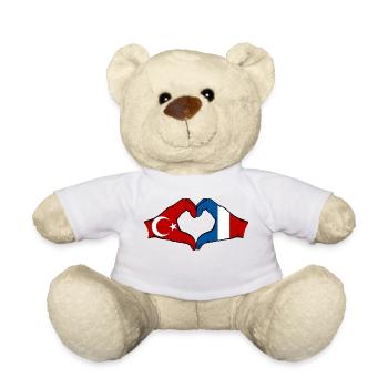 Turkey France Hands Heart Shape - Teddy Bear - white - Front