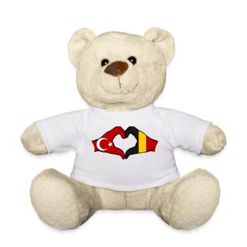 Turkey Belgium Hands Heart Shape - Teddy Bear - white - Front