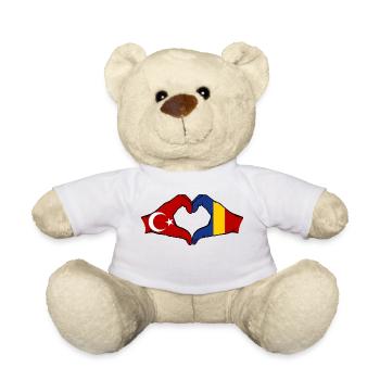 Turkey Romania Hands Heart Shape - Teddy Bear - white - Front