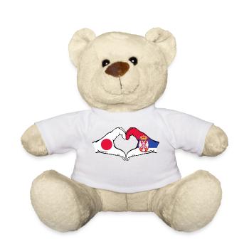 Japan Serbia Hands Heart Shape - Teddy Bear - white - Front