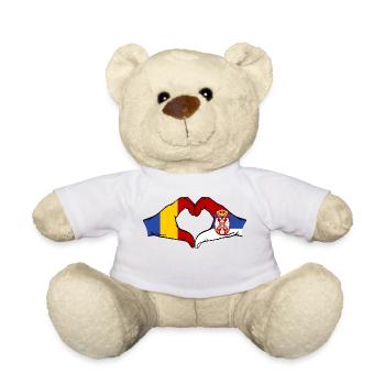 Romania Serbia Hands Heart Shape - Teddy Bear - white - Front