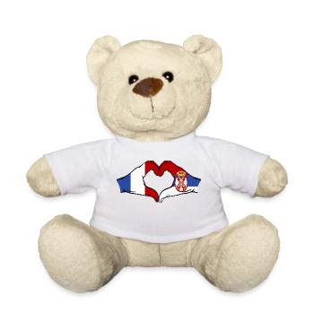 France Serbia Hands Heart Shape - Teddy Bear - white - Front