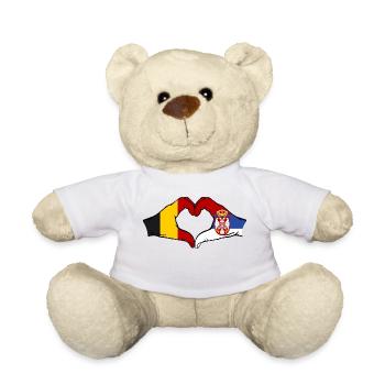 Belgium Serbia Hands Heart Shape - Teddy Bear - white - Front