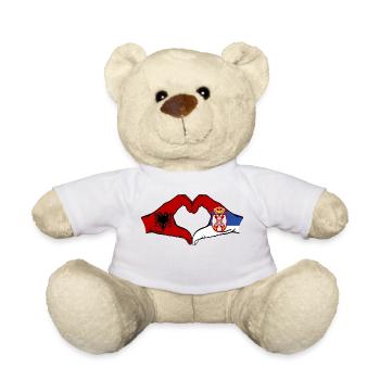 Albanien Serbien Flagge Herzform - Teddy - Weiß - Vorne