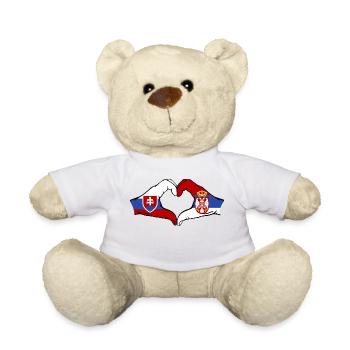 Slowakei Serbien Flagge Herzform - Teddy - Weiß - Vorne