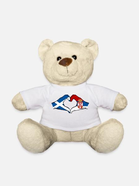 Schottland Serbien Flagge Herzform - Teddy - Weiß