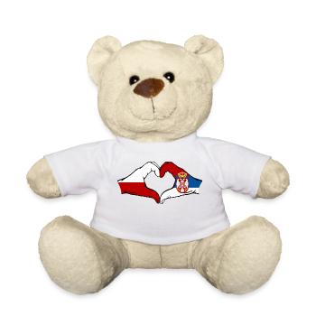 Polen Serbien Flagge Herzform - Teddy - Weiß - Vorne
