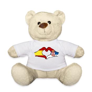 Spanien Serbien Flagge Herzform - Teddy - Weiß - Vorne