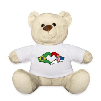 Brasilien Serbien Flagge Herzform - Teddy - Weiß - Vorne