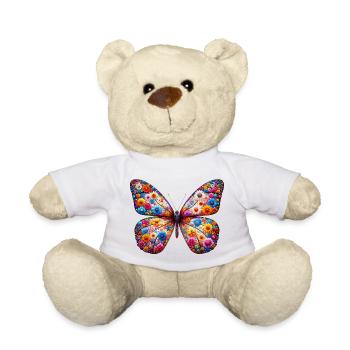 Schmetterling mit Blumen verziert - Teddy - Weiß - Vorne