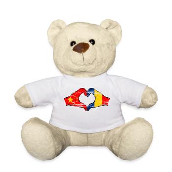 Chine Drapeau Roumanie forme de coeur utilisé - Nounours - blanc - Devant