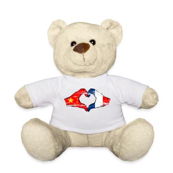Chine France drapeau coeur forme utilisé - Nounours - blanc - Devant