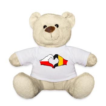 Pologne Belgique drapeau coeur - Nounours - blanc - Devant