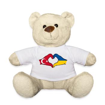 Turkey Ukraine Flag Heart Shape - Teddy Bear - white - Front