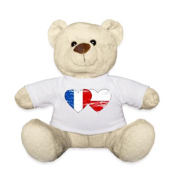 France Pologne Drapeau Coeur utilisé - Nounours - blanc - Devant