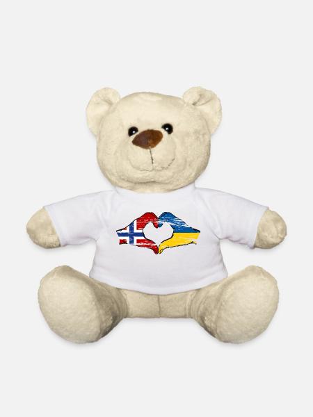 Norwegen Ukraine Flagge Herzform used - Teddy - Weiß