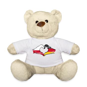 Poland Germany Flag Heart Shape Used - Teddy Bear - white - Front