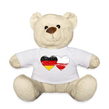 Deutschland Polen Flagge Herz used - Teddy - Weiß - Vorne