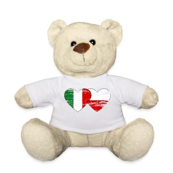 Italie Pologne Drapeau Coeur utilisé - Nounours - blanc - Devant
