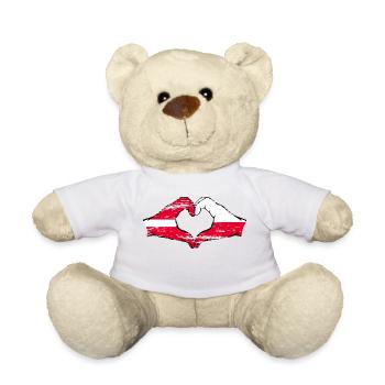 Latvia Poland flag hands heart shape used - Teddy Bear - white - Front