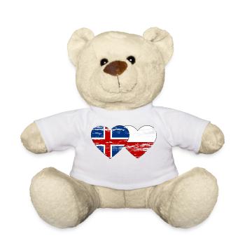 Iceland Poland flag heart used - Teddy Bear - white - Front