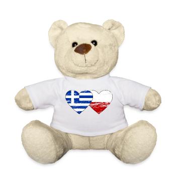Griechenland Polen Flagge Herz used - Teddy - Weiß - Vorne