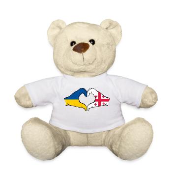 Ukraine Georgia Flag Hands Heart Shape - Teddy Bear - white - Front