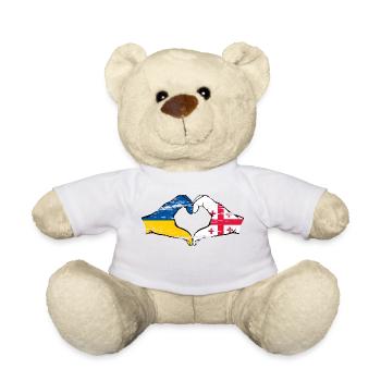 Ukraine Georgien Flagge Hände Herzform used - Teddy - Weiß - Vorne