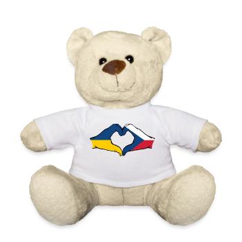 Ukraine Czech Republic Flag Hands Heart Shape - Teddy Bear - white - Front