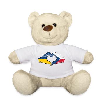 Ukraine Tschechien Flagge Hände Herzform used - Teddy - Weiß - Vorne