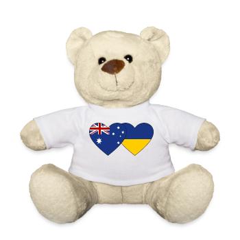 Drapeau de l’Australie et de l’Ukraine - Nounours - blanc - Devant