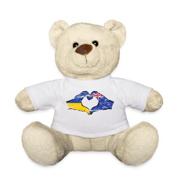 Ukraine Neuseeland Flagge Hände Herzform used - Teddy - Weiß - Vorne